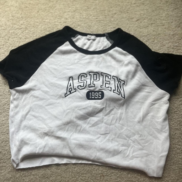 Garage Women's White and Black Crop-top - Picture 1 of 3